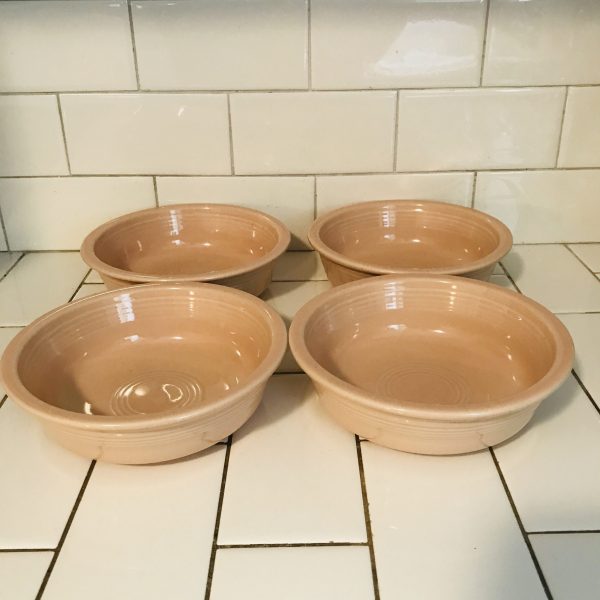 Vintage Fiestaware Bowls Apricot Cereal Soup Set of 4 Homer Laughlin 80's collectible colorful display dinnerware