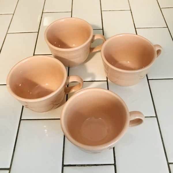 Vintage Fiestaware Tea Cups Coffee Cups Apricot Set of 4 Homer Laughlin 80's collectible colorful display dinnerware