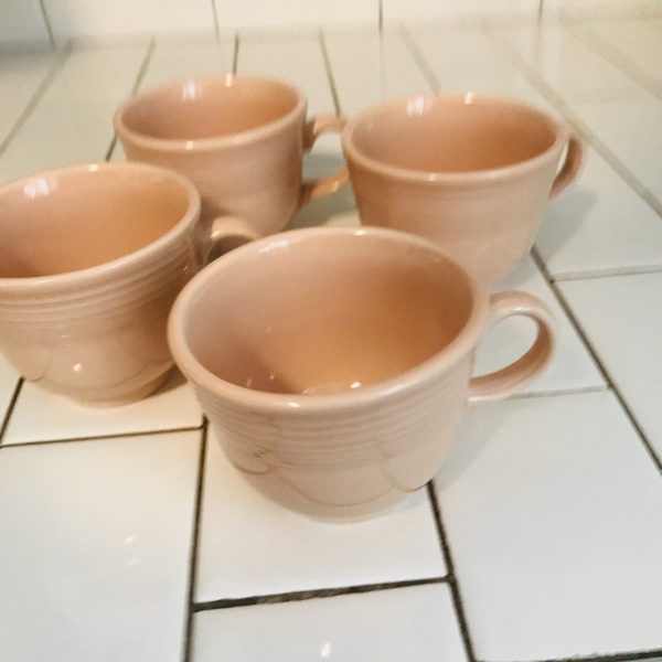 Vintage Fiestaware Tea Cups Coffee Cups Apricot Set of 4 Homer Laughlin 80's collectible colorful display dinnerware