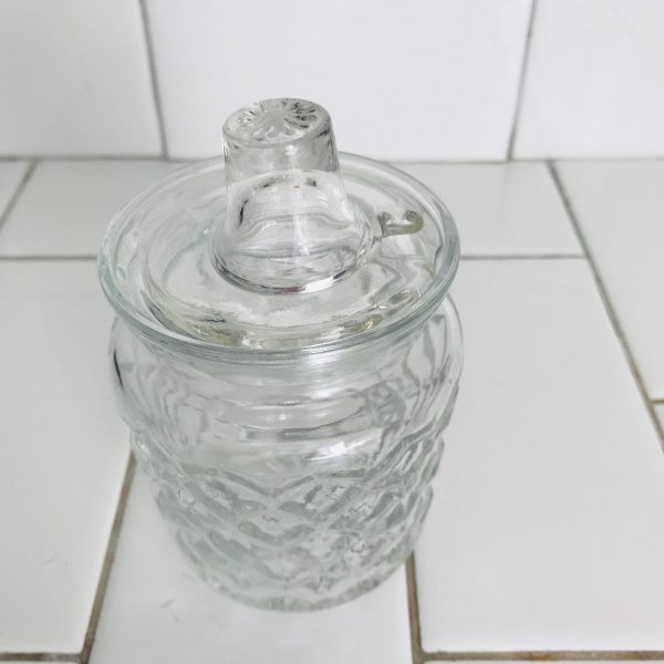 Vintage Jelly jar dish tabletop jelly server with spoon cut lid elegant dining collectible glass display tableware