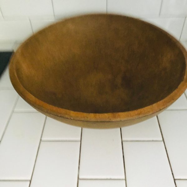 Vintage Large Dough Bowl marked 1920's hand made wood collectible display farmhouse decor primitive