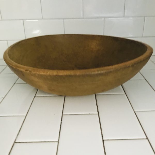 Vintage Large Dough Bowl marked 1920's hand made wood collectible display farmhouse decor primitive