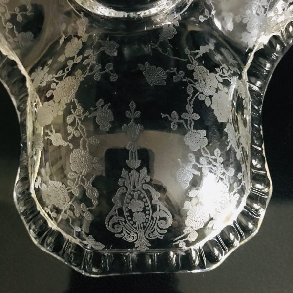 Vintage Lidded divided dish Fostoria Crystal etched rose floral pattern ornate detail 3 sections and handles