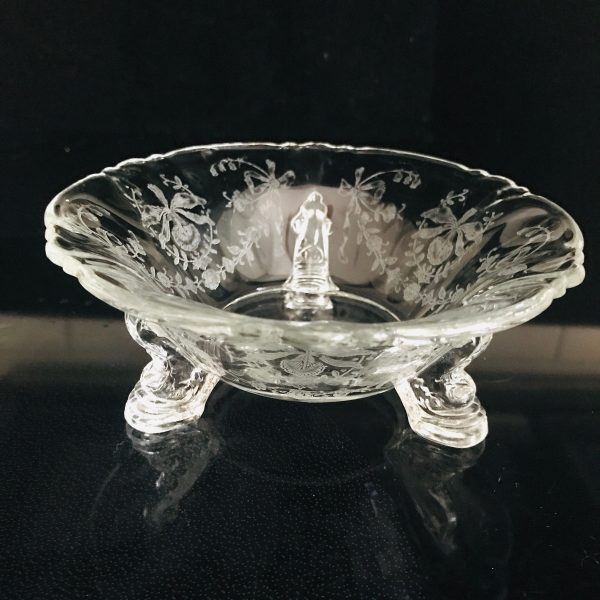 Vintage Platter Tray bowls Set of 3 Heisey Orchid pattern Crystal etched scalloped elegant dining serving