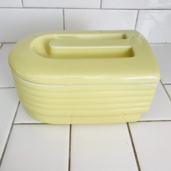 Vintage Refrigerator storage dish Pottery Light yellow Hall Westinghouse collectible farmhouse cottage cabin display