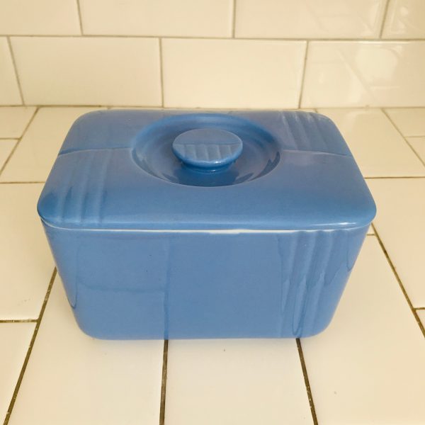 Vintage Refrigerator storage dish Pottery Periwinkle blue Hall Westinghouse collectible farmhouse cottage cabin display
