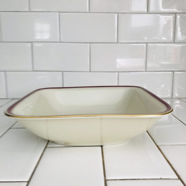 Vintage Square Serving Bowl Royal Copenhagen 1191 Denmark Fine bone china Burgundy with Gold trim Quality China Collectible Display