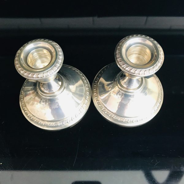 Vintage Sterling silver Crown candlestick holders with rope pattern collectible disply farmhouse kitchen