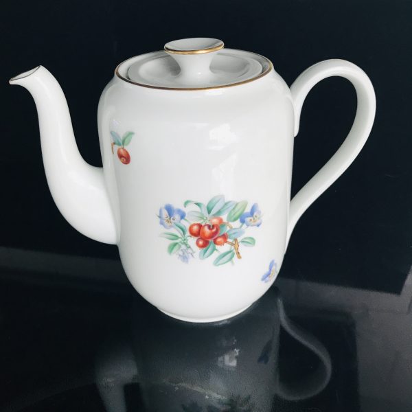 Vintage Tea Set Service for 12 Teapot Cream Sugar Snack Plate Tea cup Saucer Complete Bing & Grondahl Cherry Denmark Kjobenhavn 1950's