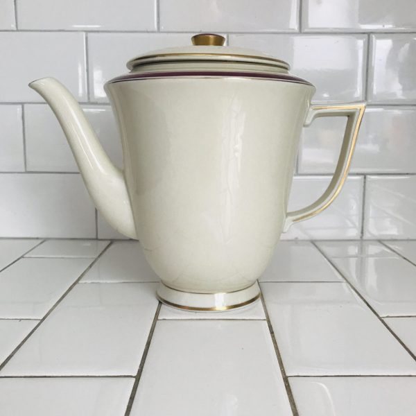 Vintage Teapot Tea pot Royal Copenhagen 1191 Denmark Fine bone china Burgundy with Gold trim Quality China Collectible Display