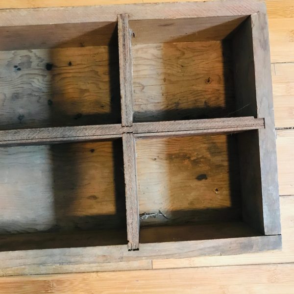 Vintage Tool Storage box Nails Screws tools heavy duty hand made wooden large bin divided box farmhouse shed garage