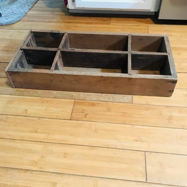 Vintage Tool Storage box Nails Screws tools heavy duty hand made wooden large bin divided box farmhouse shed garage