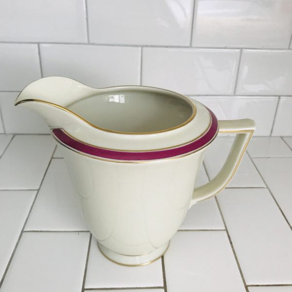 Vintage Water Pitcher Royal Copenhagen 1191 Denmark Fine bone china Burgundy with Gold trim Quality China Collectible Display