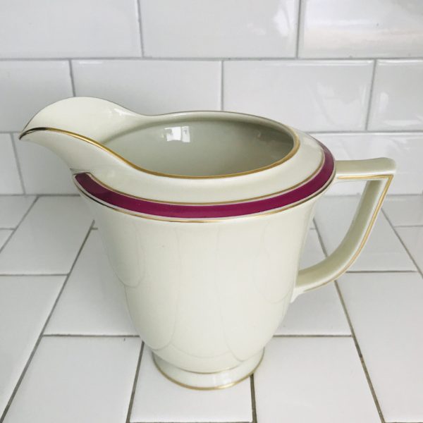 Vintage Water Pitcher Royal Copenhagen 1191 Denmark Fine bone china Burgundy with Gold trim Quality China Collectible Display