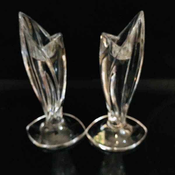 Vintage Waterford crystal Marquis candle holders candlesticks watermarked with original label made in Austria Leaf Shape