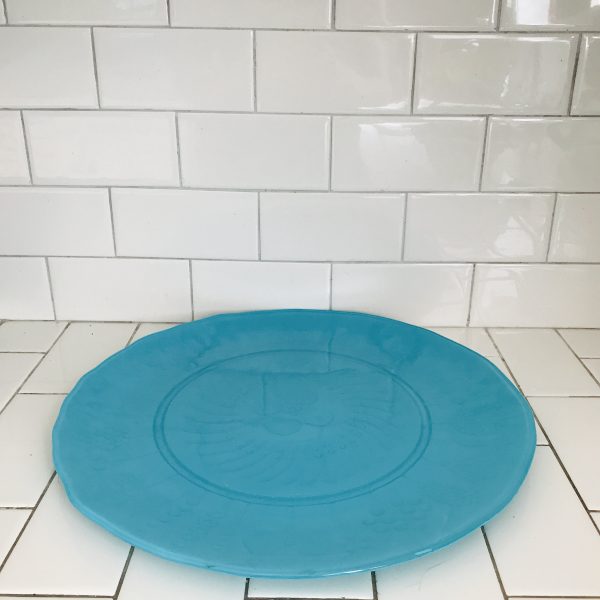 Beautiful Serving tray cake plate platter Aqua glass display collectible farmhouse cottage dining serving modern color kitchen