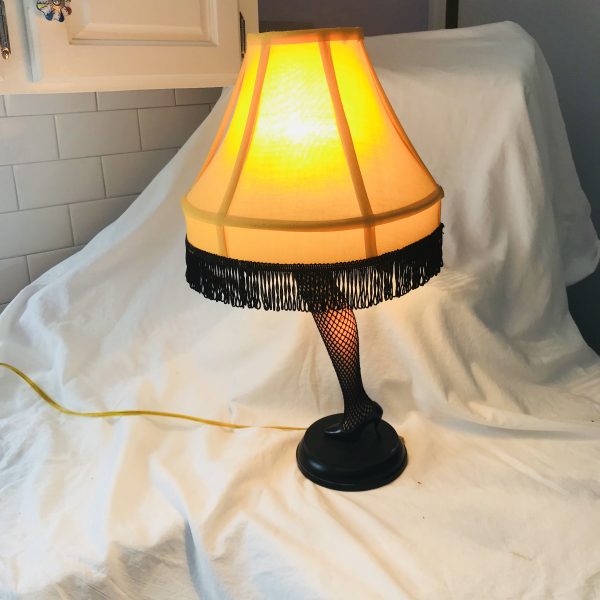 Vintage A Christmas Story Leg lamp high heel with fishnets fringed shade home decor collectible display accent table lamp Hoid Noveltyays