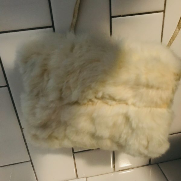 Vintage Child's hand muff with Scottie Dog face rabbit fur collectible display mid century hand warmer