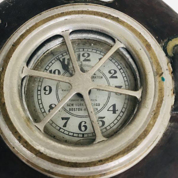 Vintage Detex ALERT Watchman's Metal Patrol Clock with leather Case & Strap Steampunk atomic retro