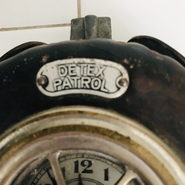Vintage Detex ALERT Watchman's Metal Patrol Clock with leather Case & Strap Steampunk atomic retro
