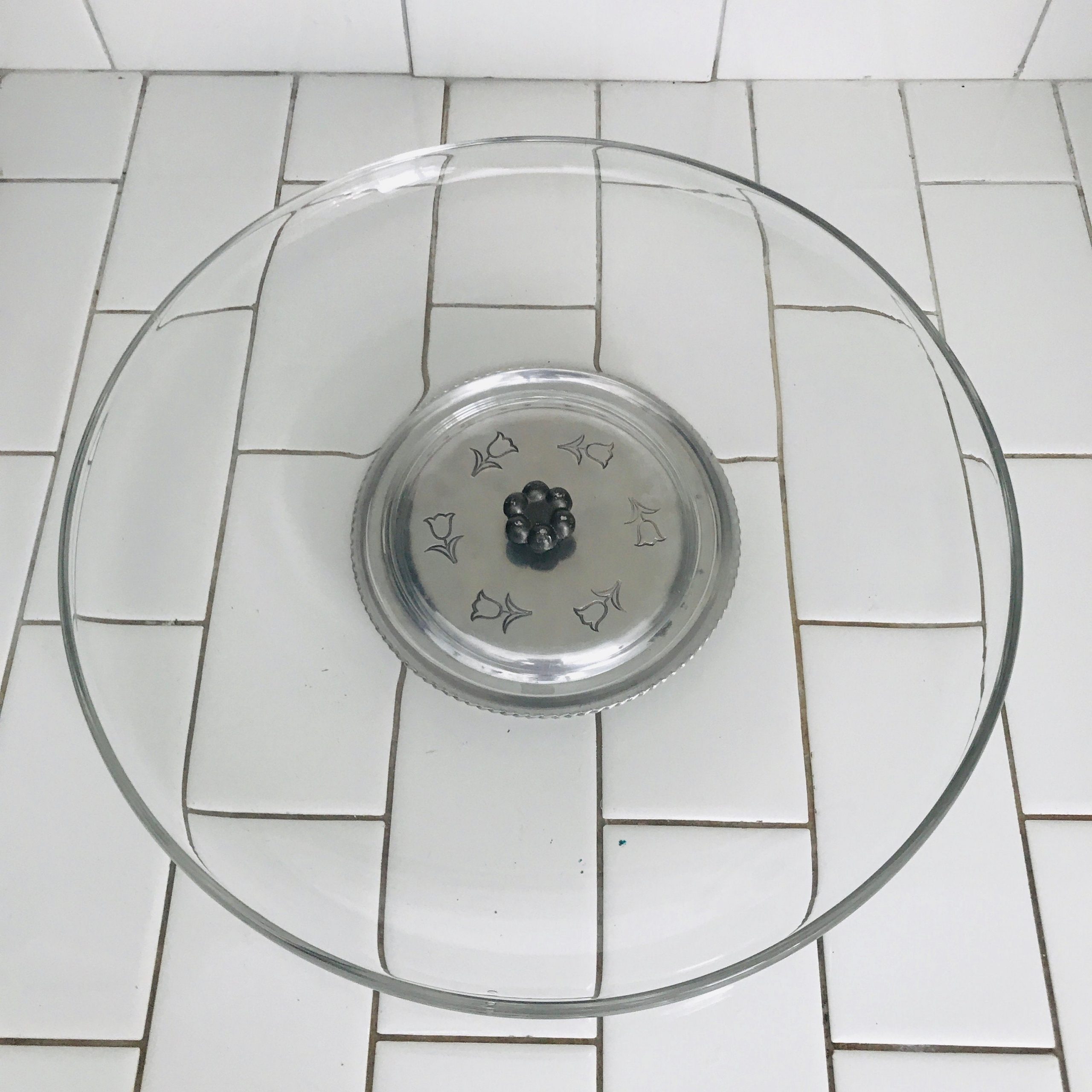 Vintage Glass lazy susan large platter tray with small lip ...