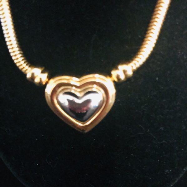 Vintage Necklace Joan Rivers with 3 interchangeable pendants gold snake chain pearl crystal heart