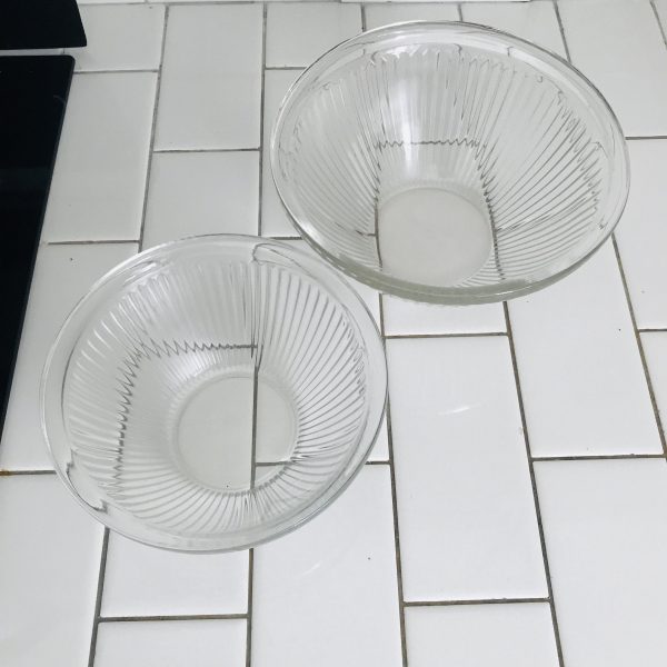Vintage Retro Kitchen Bowls Clear ribbed Mixing bowls Federal Glass farmhouse collectible display