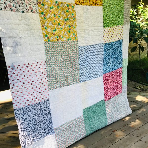 Fantastic hand made quilt 70" x 82" Very nice condition heavy weight nice coloring farmhouse display collectible bedding vintage