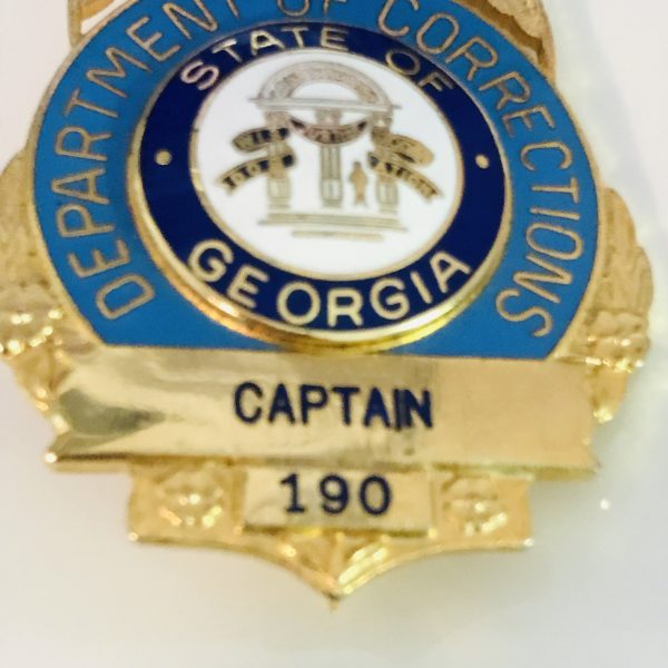 Obsolete Badge Department of Corrections Captain badge #190 Gold full size collectible memorabilia metal enameled