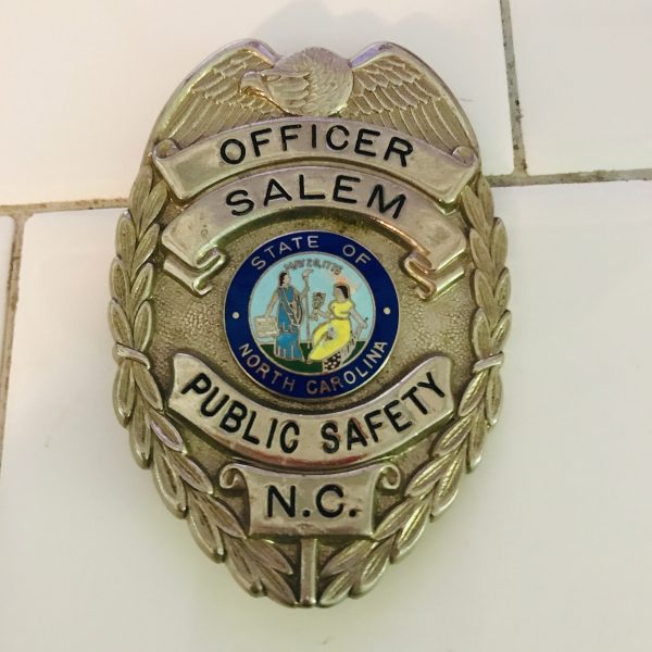 Obsolete Badge Department of Public Safety State of North Carolina Salem NC Officer collectible display memorabilia silver blue