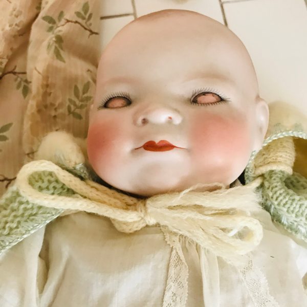 Vintage Bylo Germany signed Grace Putnam Baby Doll Sleeper Brown Eyes Great Condition 16" Tall 1920's Bisque head