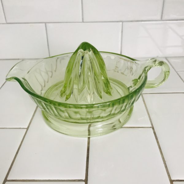 Vintage Uranium Glass Juice Reamer Large bright green glass farmhouse collectible display kitchen cottage