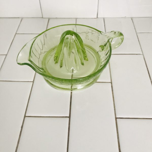 Vintage Uranium Glass Juice Reamer Large bright green glass farmhouse collectible display kitchen cottage