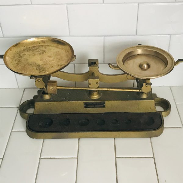 Antique cast iron scale Henry Troemner brand collectible farmhouse display kitchen heavy duty
