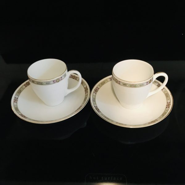 Antique pair of demitasse tea cups and saucers Bavaria Germany Fine bone china Collectible display