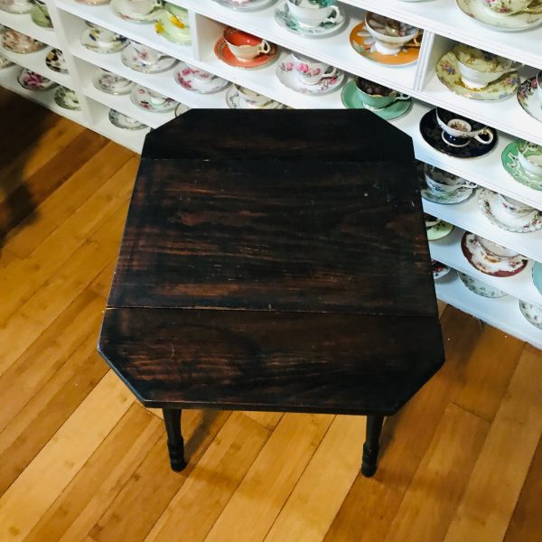 Antique primitive wooden drop leaf table rustic collectible display farmhouse small furniture hand made