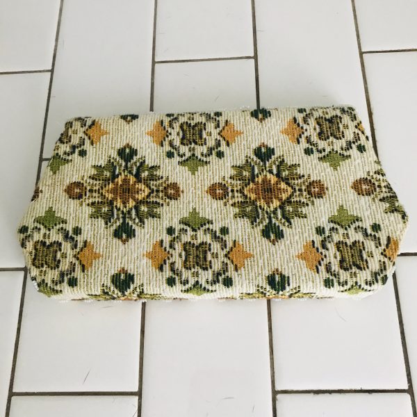 Antique tapestry clutch hand beaded 1940's snap closure tv theater movie prop collectible handheld satin inside Hong Kong