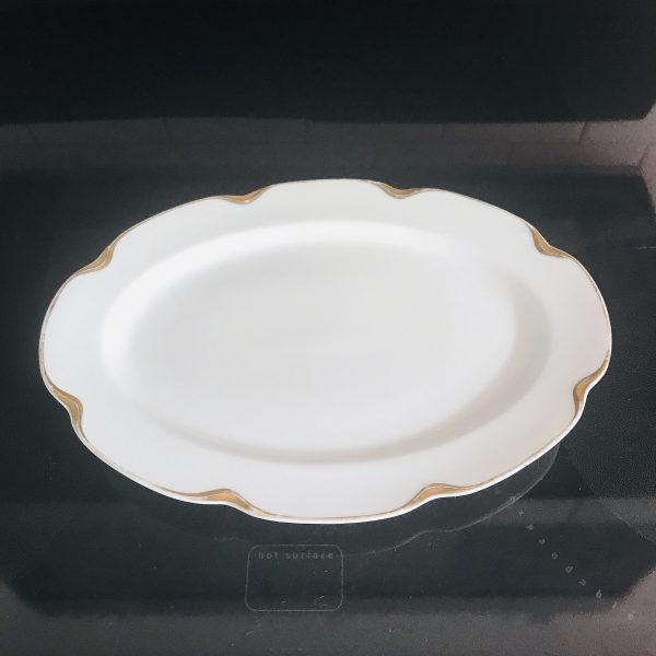 Beautiful Oval platter Gold scalloped rim Haviland Limoges farmhouse collectible white heavy gold display fine bone china