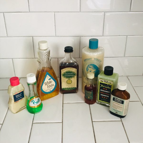 Lot of Vintage Hair Care products shampoo various ages and items collectible salon vintage display decor bathroom decor display