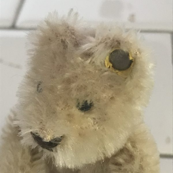 Steiff Original Teddy Bear Beige Mohair Mini Mohair 3" tall with ear button collectible display farmhouse child's room