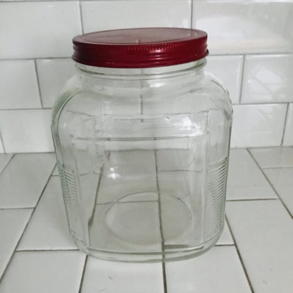 Vintage Apothecary Glass Lidded Jar kitchen storage Collectible Shells Marbles Farmhouse Cottage Cabin Kitchen display animal treats