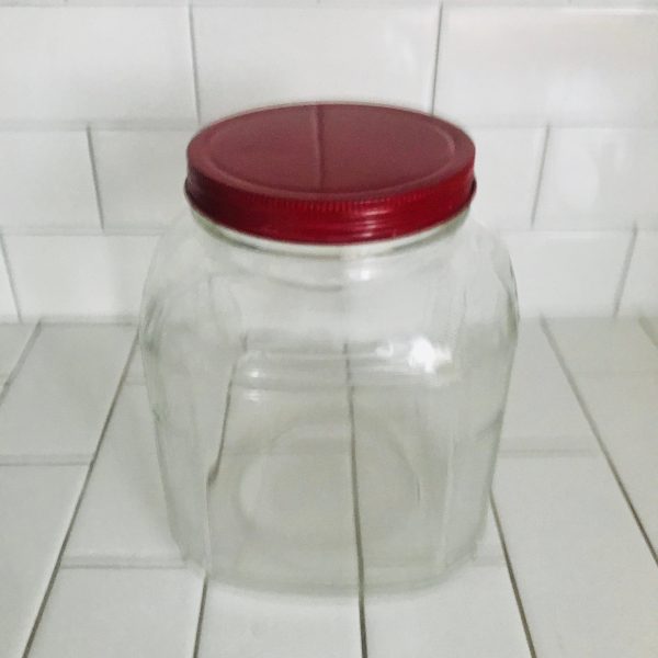 Vintage Apothecary Glass Lidded Jar kitchen storage Collectible Shells Marbles Farmhouse Cottage Cabin Kitchen display animal treats