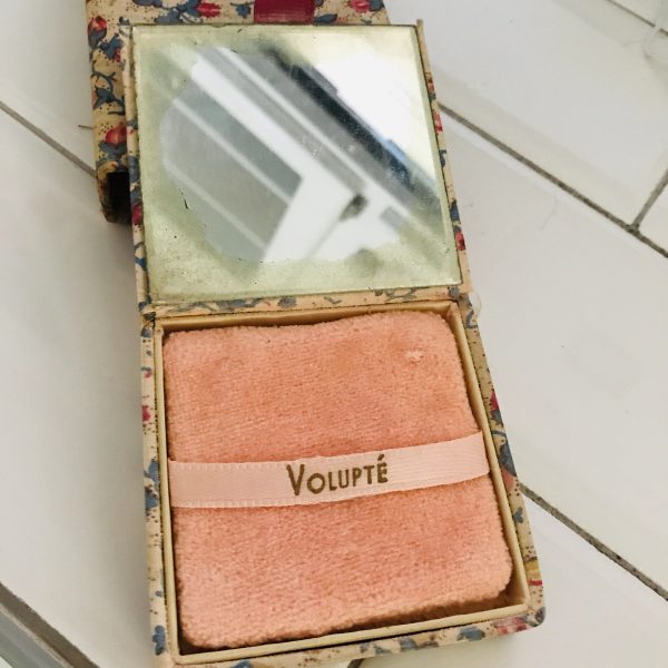 Vintage Compact Volupté Mirror Screen and Puff Early Face powder purse make-up collectible vanity