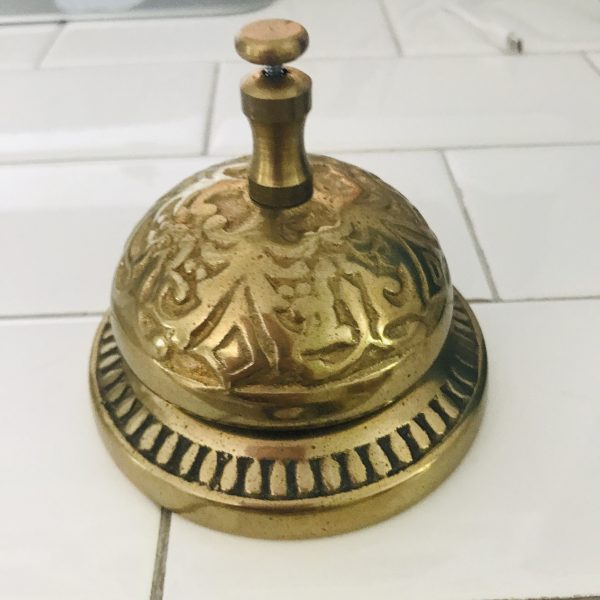 Vintage Counter Bell Brass ornate Sounds Great nice collectible display office decor kitchen store