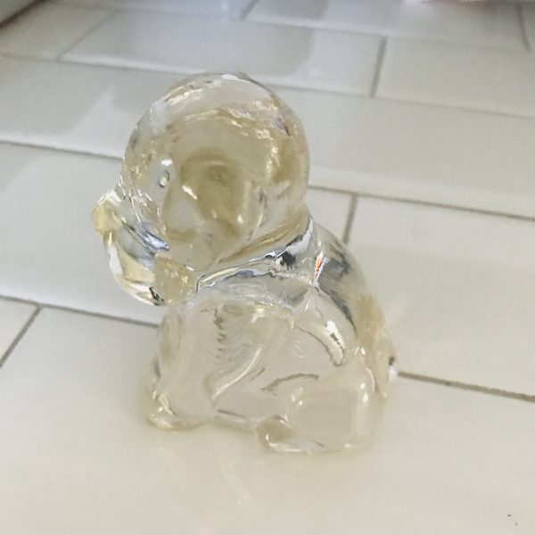 Vintage Glass dog figurine open bottom held candy in the past farmhouse cottage display collectible