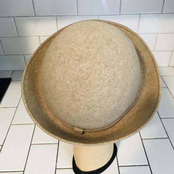 Vintage Hat Bowler 100% wool heather beige small brim theater movie prop costume special event Makins New York