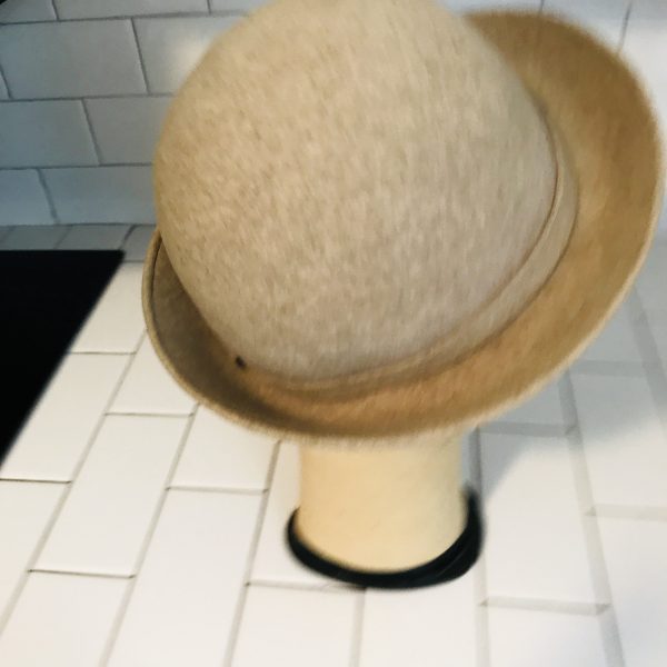 Vintage Hat Bowler 100% wool heather beige small brim theater movie prop costume special event Makins New York