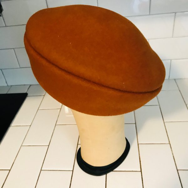 Vintage Hat Mr. John Classic Studio Tam style theater movie prop costume Winter rust color special event collectible Ivory
