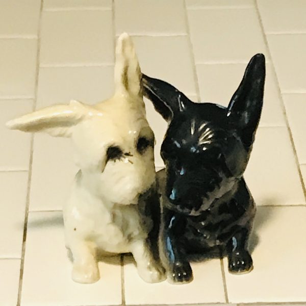 Vintage Pair of Scottie Dogs Figurine 1930's Japan china collectible dogs display figurine farmhouse cottage large 7 1/4" tall
