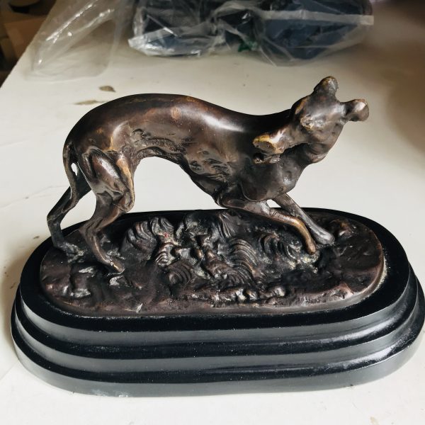 Vintage PJ Mene Bronze Whippet Dog Figurine Sculpture Marble base Deco Greyhound collectible display figurine statue